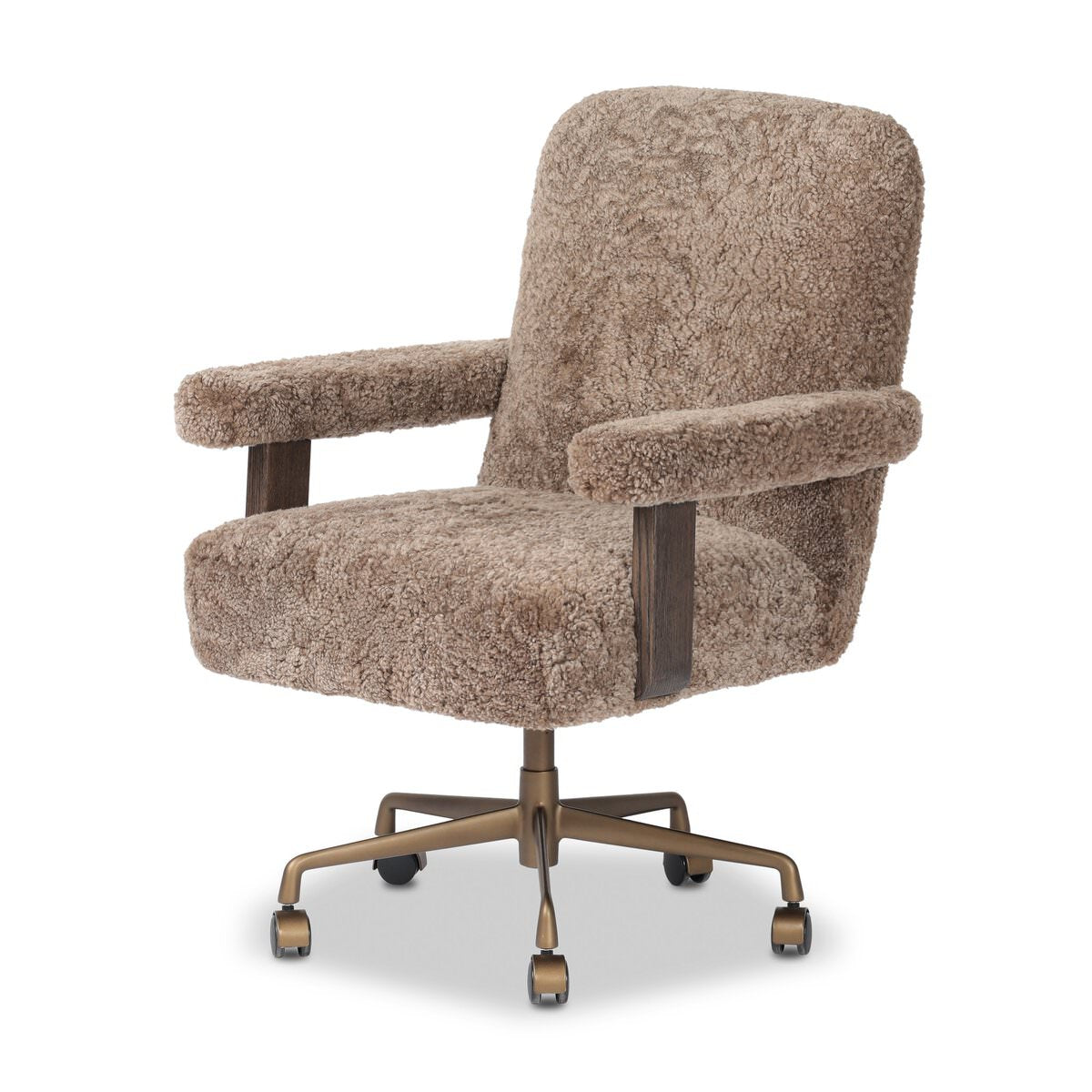 Chaise de bureau Four Hands Bergen en peau de mouton retournée taupe