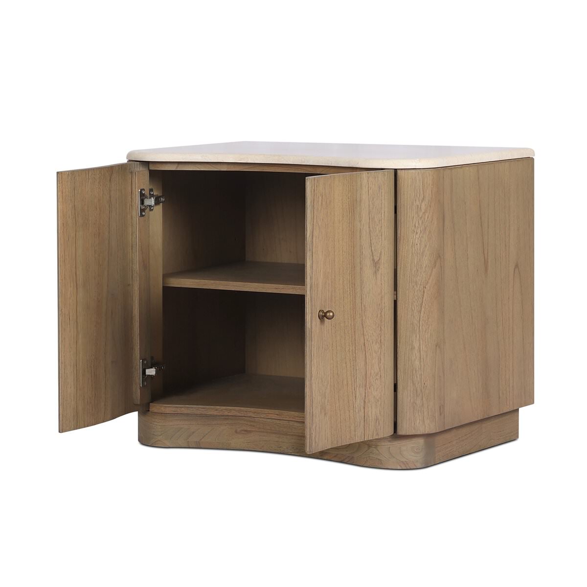 Table de chevet Four Hands Boa en marbre crème