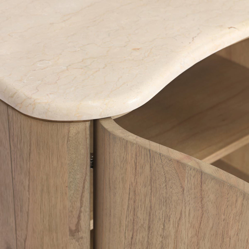 Table de chevet Four Hands Boa en marbre crème