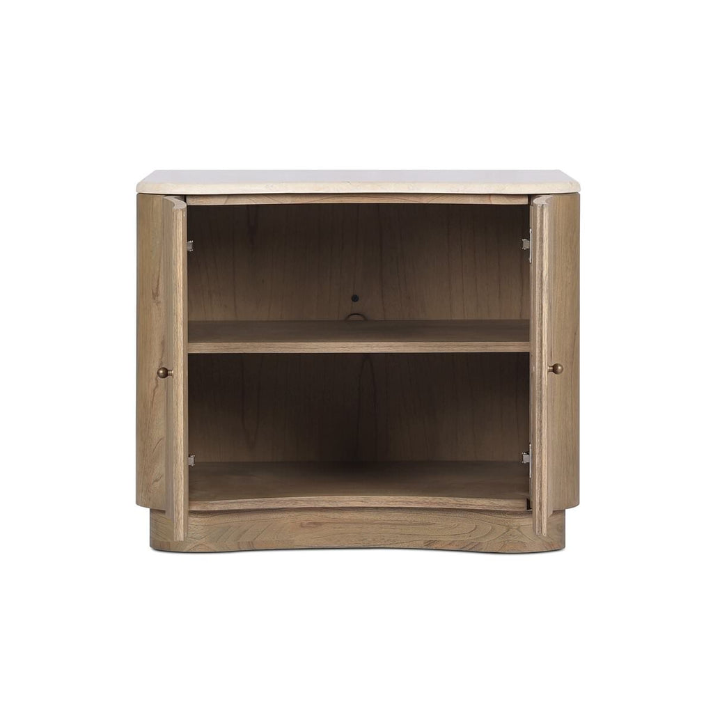 Table de chevet Four Hands Boa en marbre crème