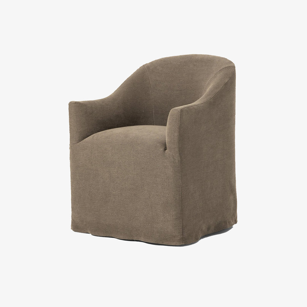 Chaise de salle à manger Four Hands Cove à roulettes, couleur café Broadway