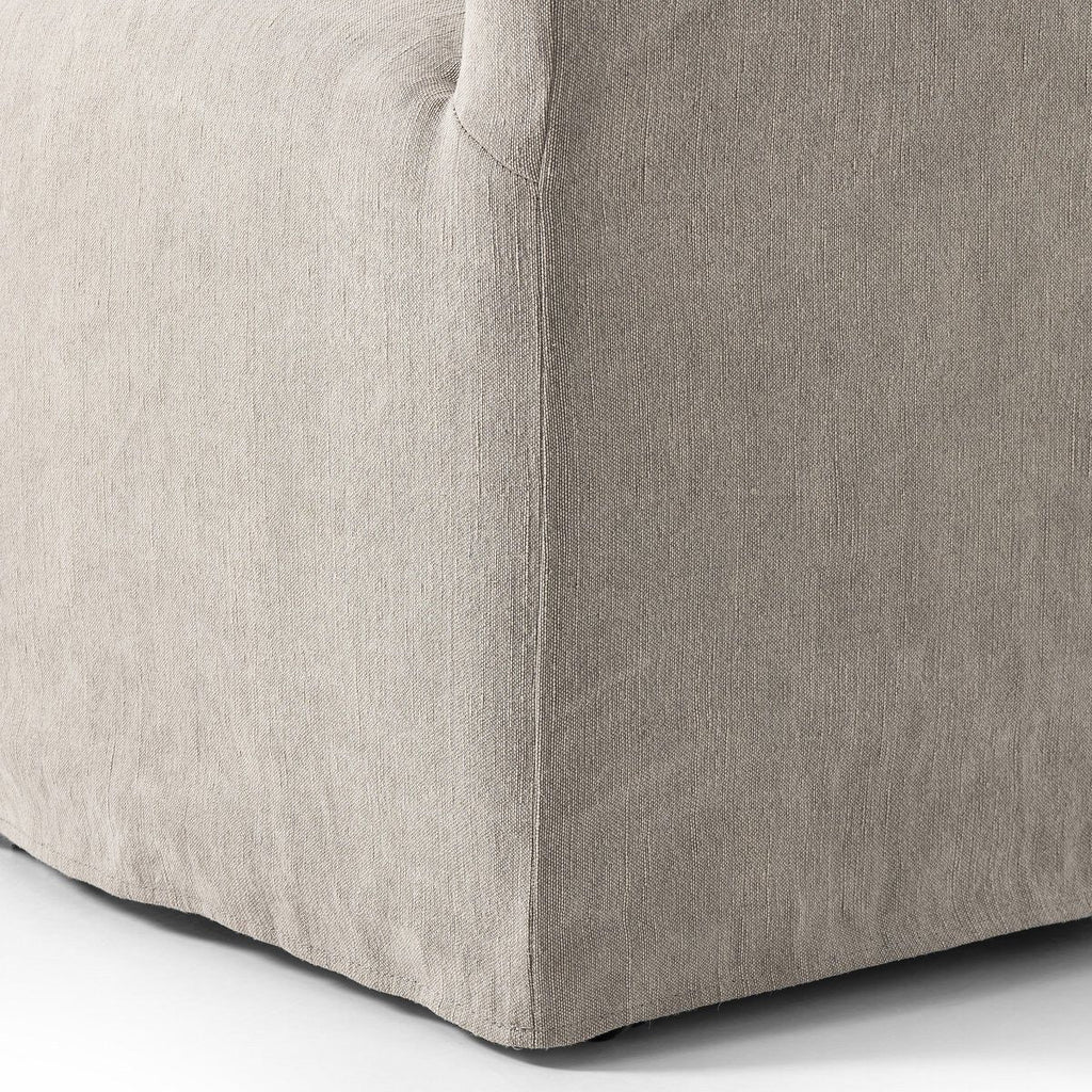 Chaise de salle à manger Four Hands Cove à roulettes en toile sergée Heather Stone