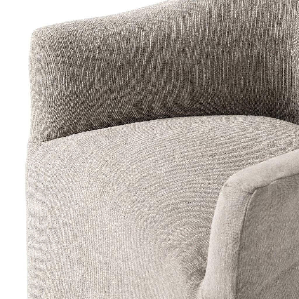 Chaise de salle à manger Four Hands Cove à roulettes en toile sergée Heather Stone