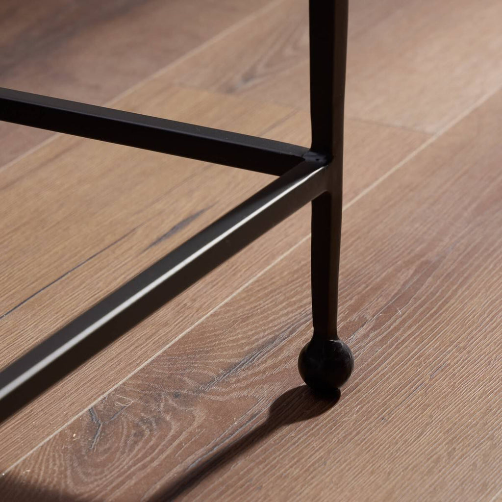 Console en verre moulé Dalston de Four Hands, finition verre moulé noir fumé