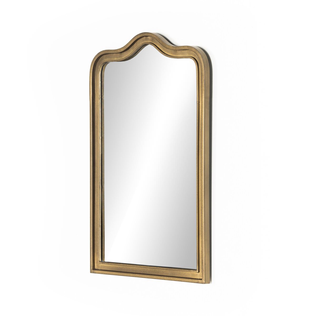 Miroir Effie à quatre mains en laiton antique brut