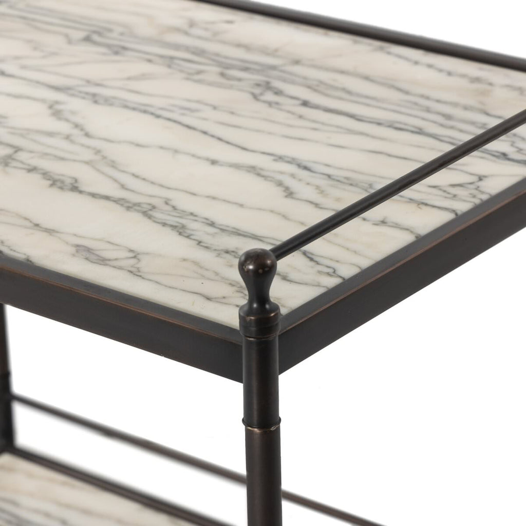 Table de chevet Four Hands Eisen en marbre blanc ondulé