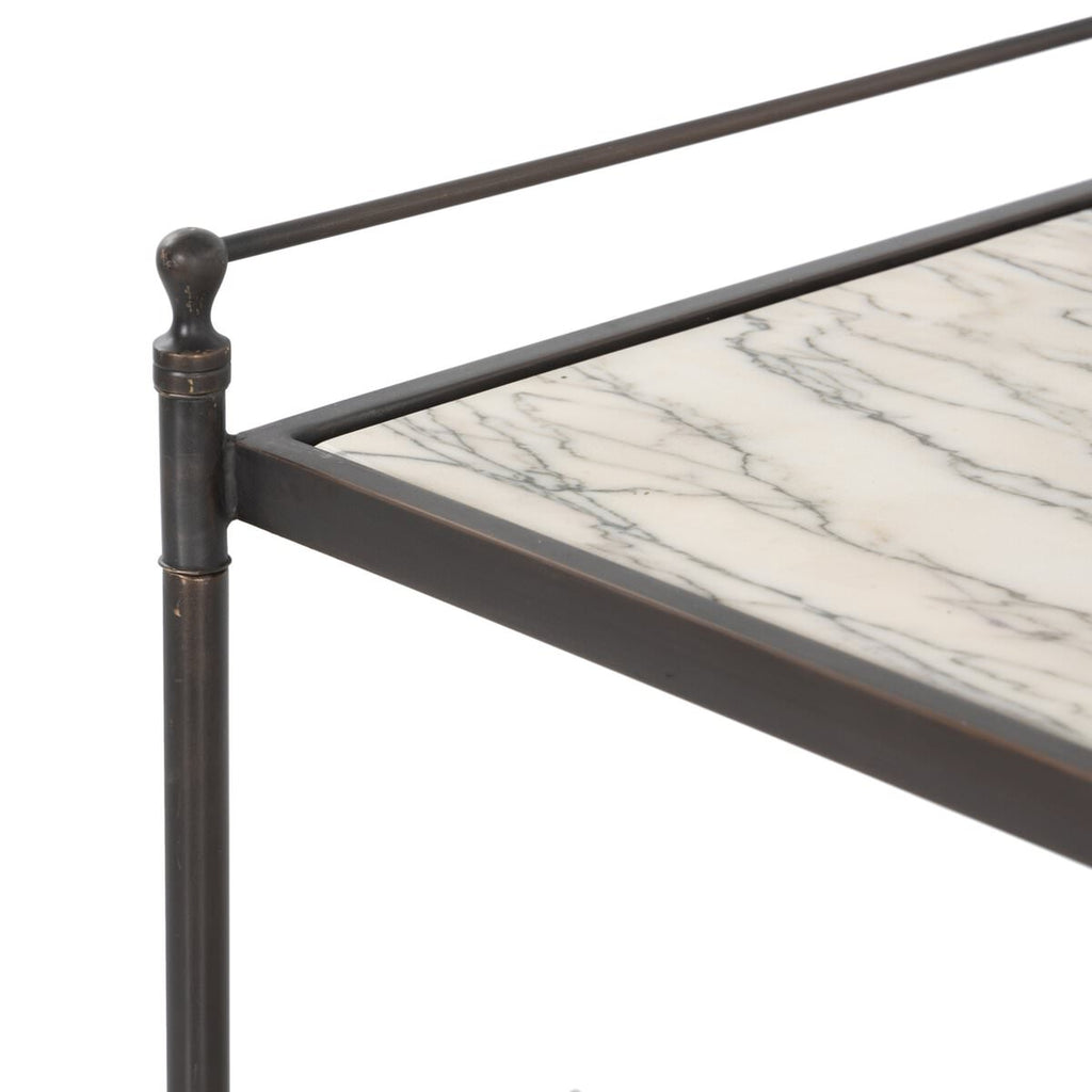 Table de chevet Four Hands Eisen en marbre blanc ondulé