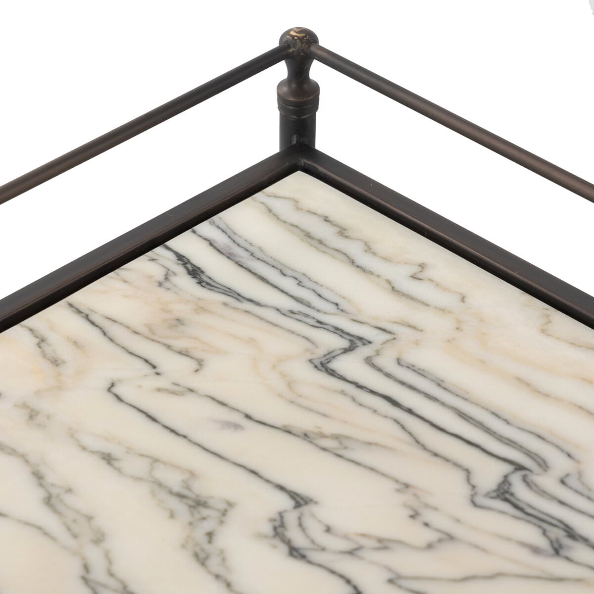 Table de chevet Four Hands Eisen en marbre blanc ondulé