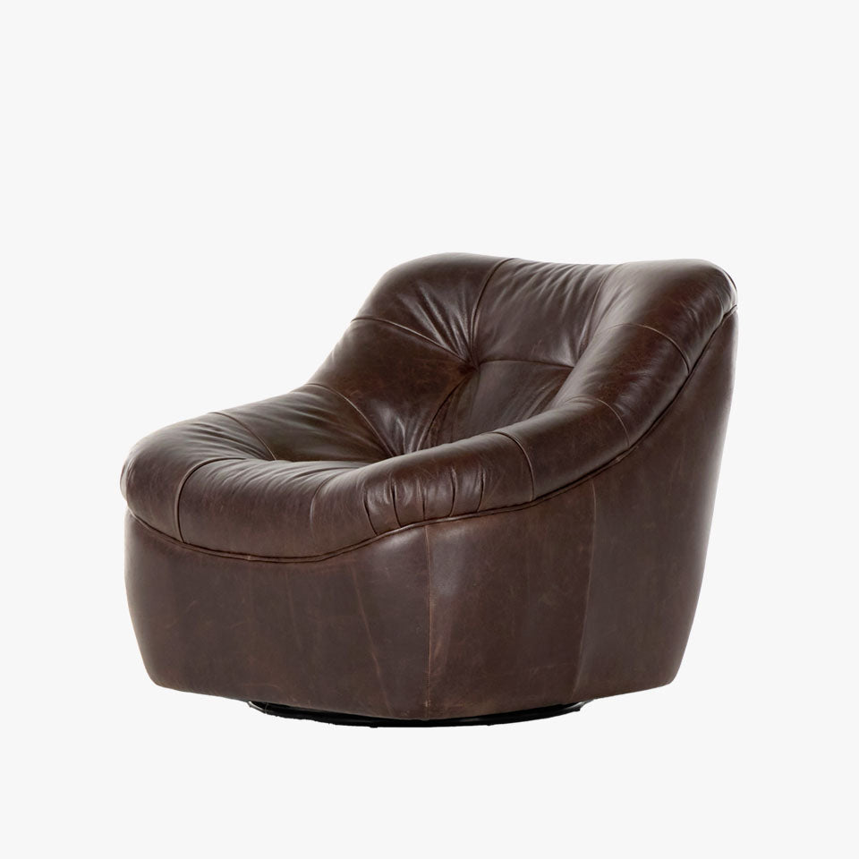 Fauteuil pivotant Four Hands Farley couleur Conroe Cigar