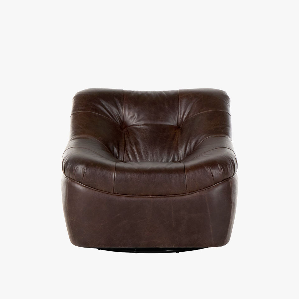 Fauteuil pivotant Four Hands Farley couleur Conroe Cigar