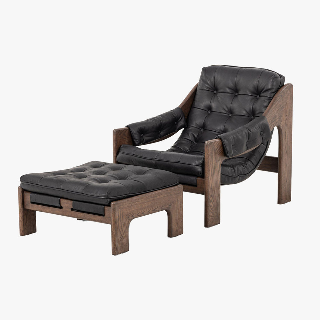 Fauteuil et repose-pieds Halston de Four Hands, coloris Noir Héritage