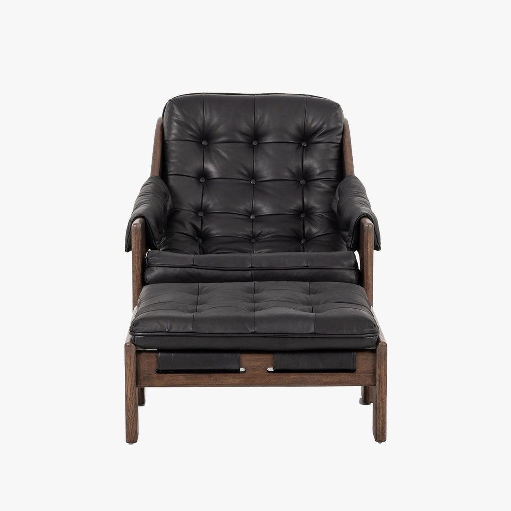 Fauteuil et repose-pieds Halston de Four Hands, coloris Noir Héritage