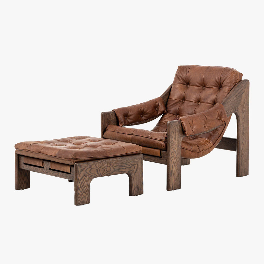 Fauteuil et repose-pieds Halston de Four Hands, coloris Sienne Héritage