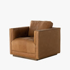 Fauteuil pivotant Kiera Four Hands couleur cognac Palermo