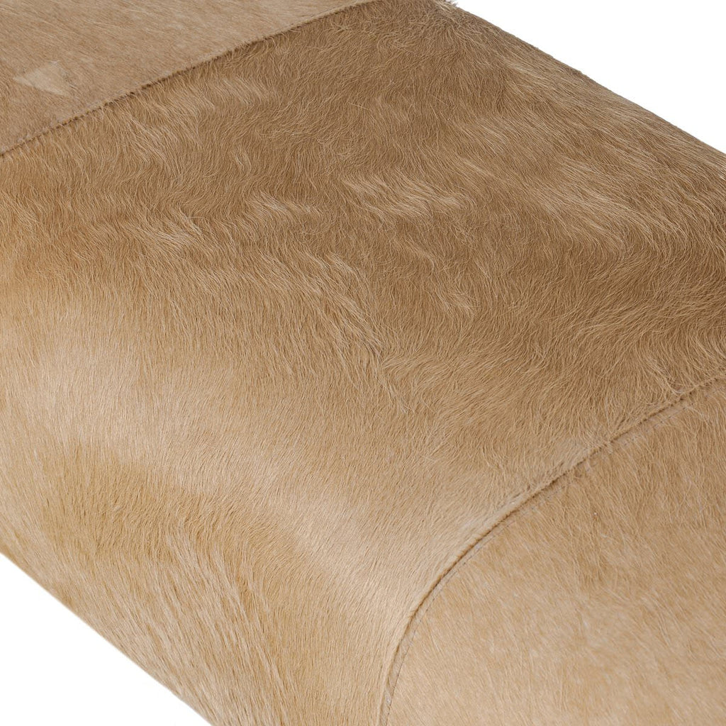 Banc d'appoint Four Hands Knox en cuir clair à poils longs