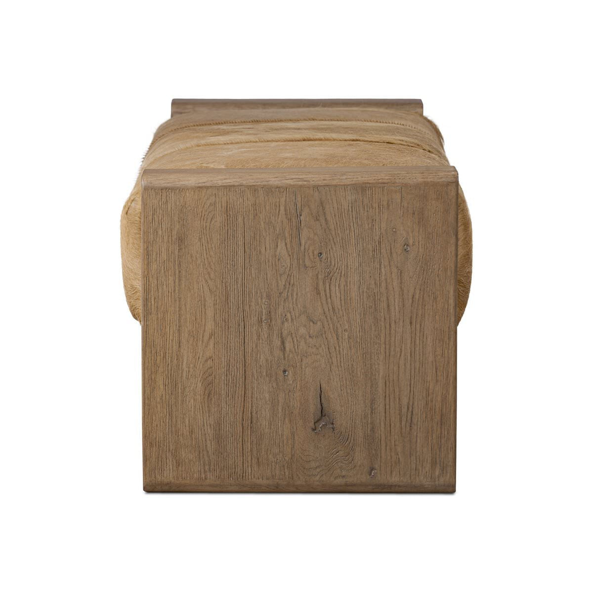 Banc d'appoint Four Hands Knox en cuir clair à poils longs