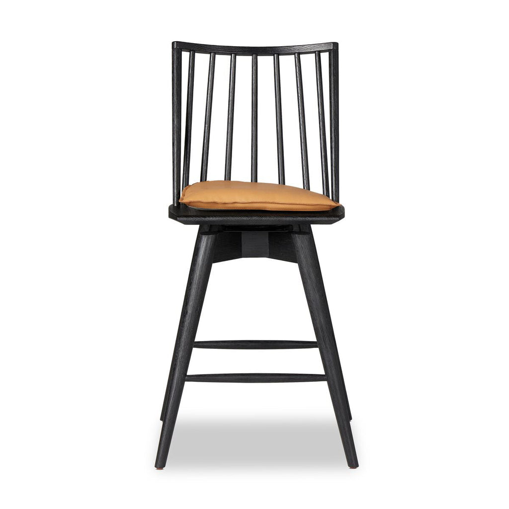 Tabouret de bar pivotant Lewis de Four Hands, couleur Whiskey Saddle