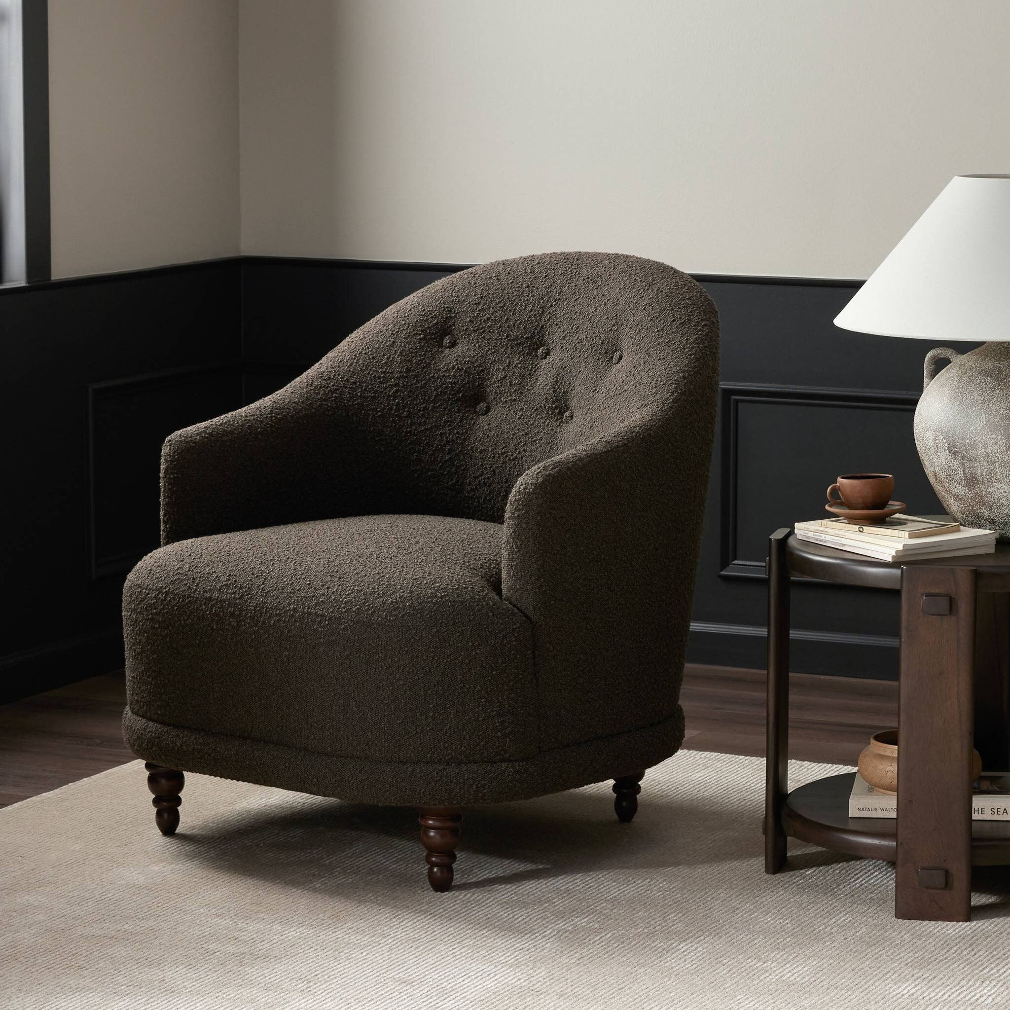 Fauteuil Marnie de Four Hands en cuir Knoll Mink