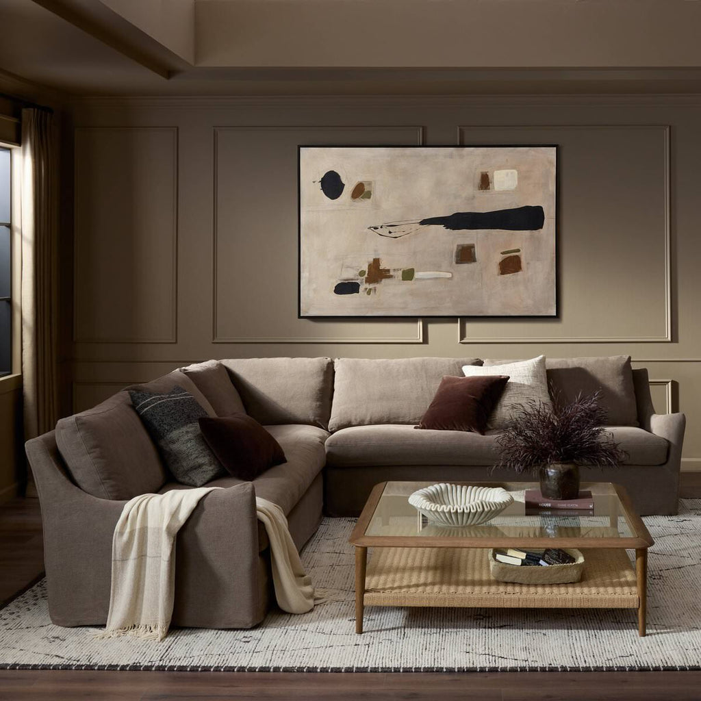 Canapé d'angle 3 pièces Four Hands Monette couleur café Broadway