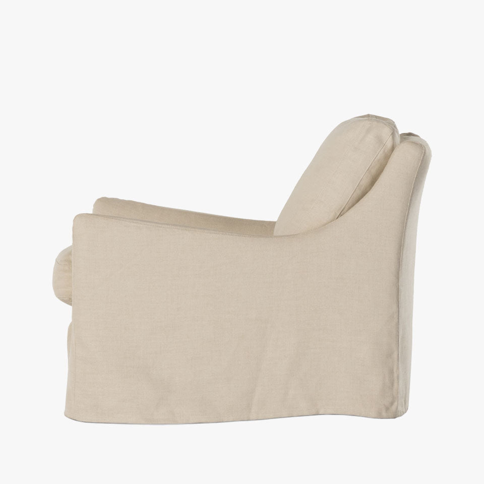 Fauteuil pivotant Four Hands Monette avec housse amovible, coloris Bruxelles Naturel