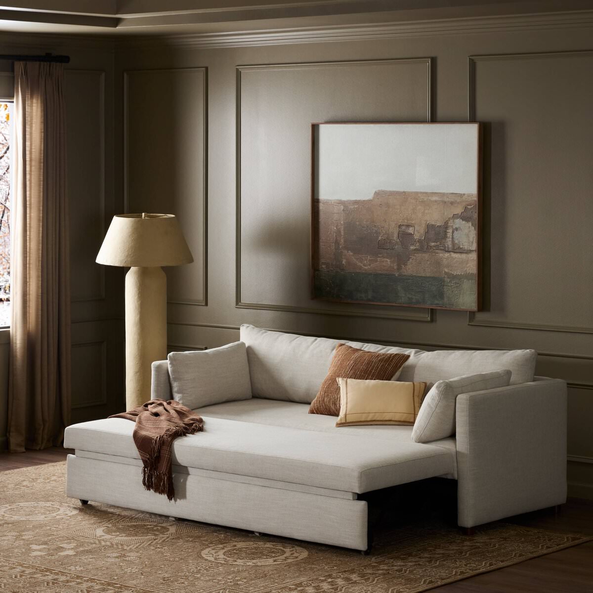 Canapé-lit Queen Lincoln Four Hands couleur parchemin Savoy