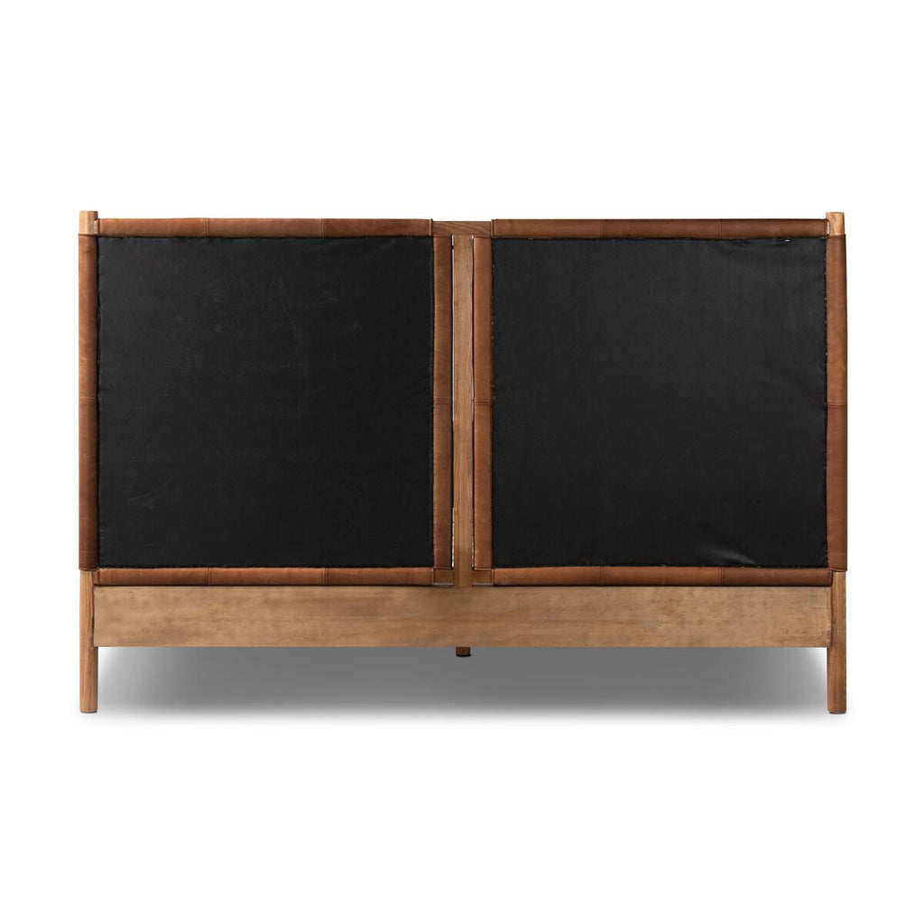 Lit Salado Four Hands en cuir Sienne ancien, King