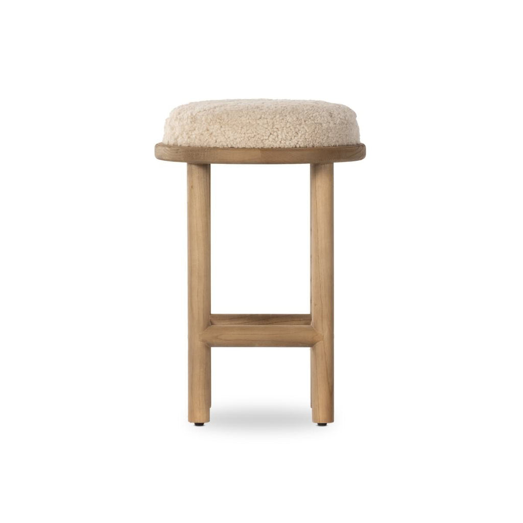 Tabouret de bar Four Hands Saldino en peau de mouton beige