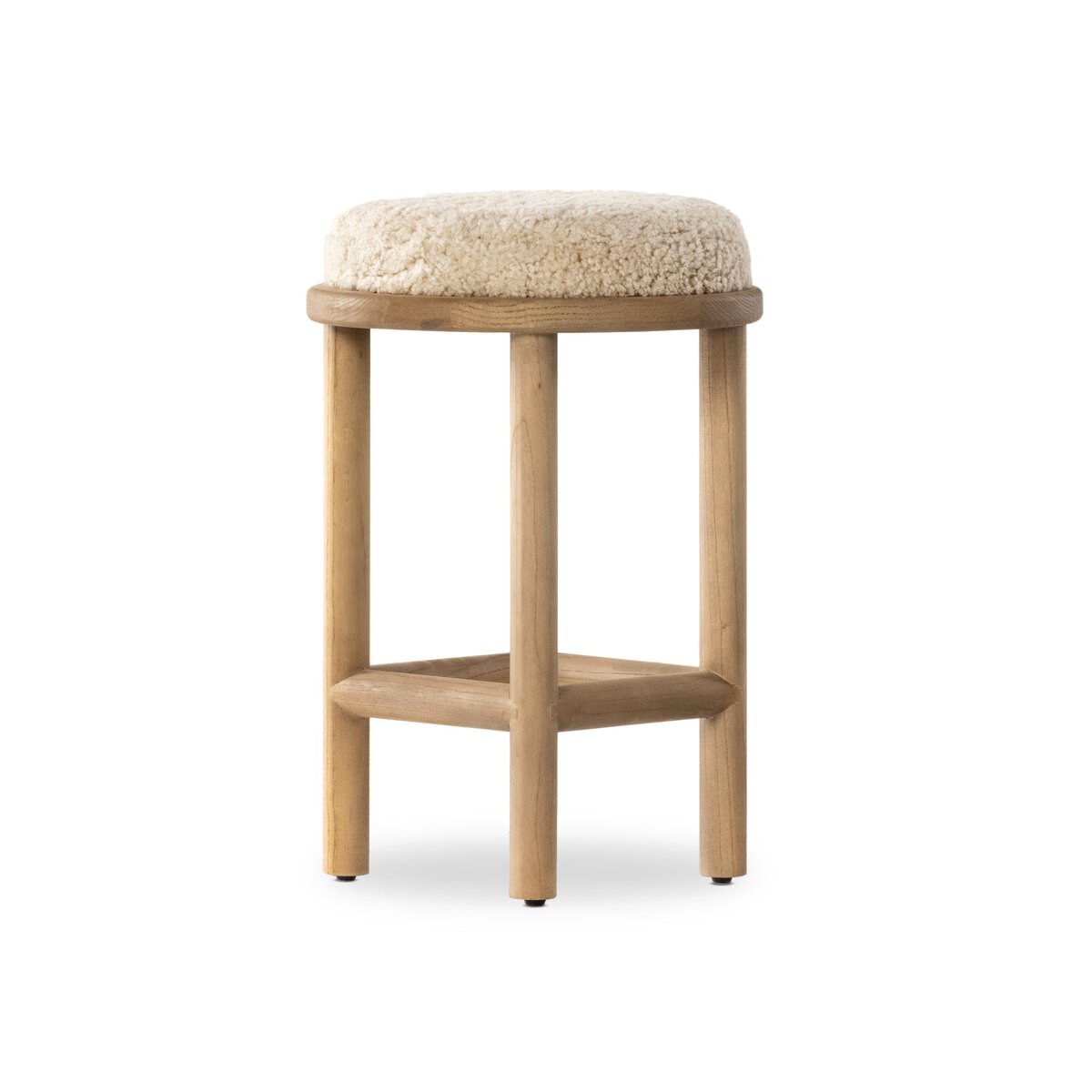 Tabouret de bar Four Hands Saldino en peau de mouton beige