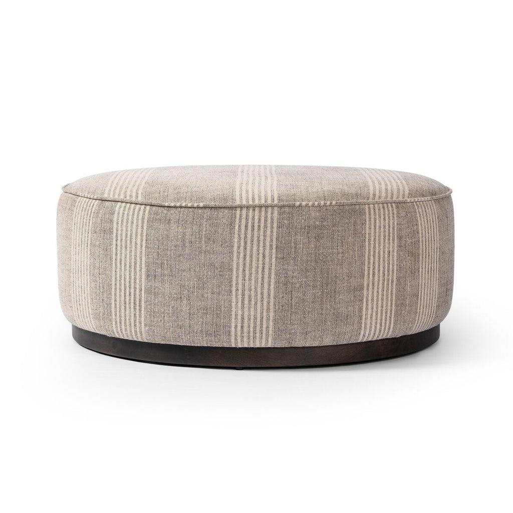 Pouf rond Four Hands Sinclair grand format, coloris Manchester Flint 
