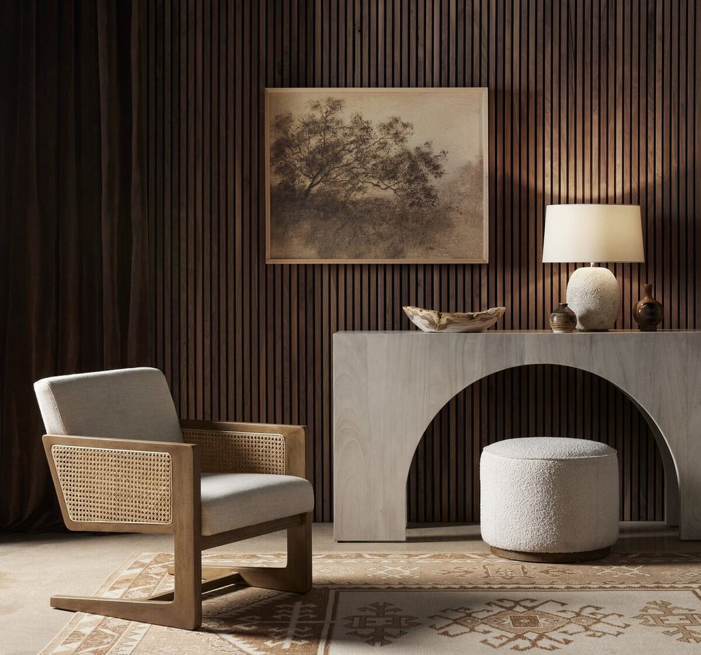 Pouf rond Sinclair de Four Hands, coloris Knoll Naturel