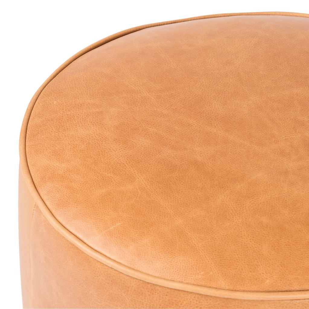 Pouf rond Four Hands Sinclair couleur caramel Palermo