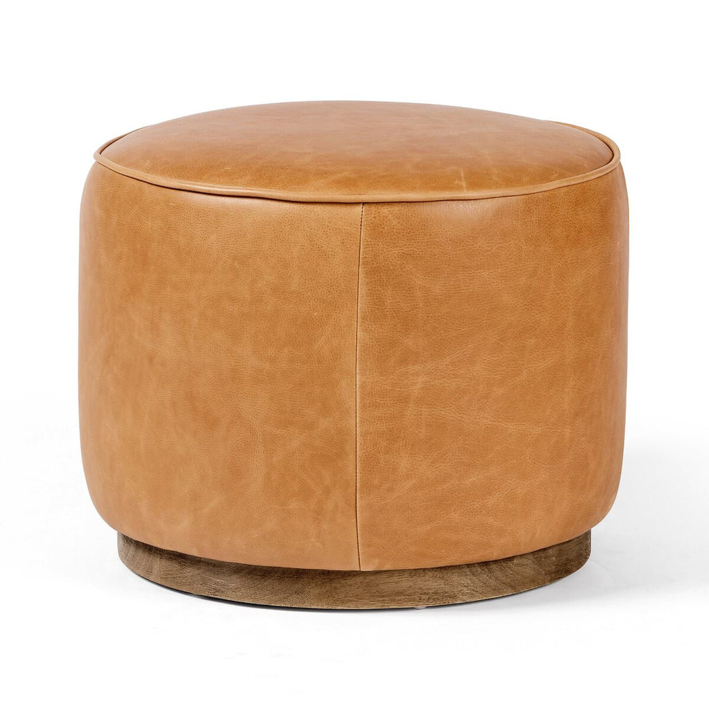 Pouf rond Four Hands Sinclair couleur caramel Palermo