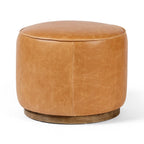 Pouf rond Four Hands Sinclair couleur caramel Palermo