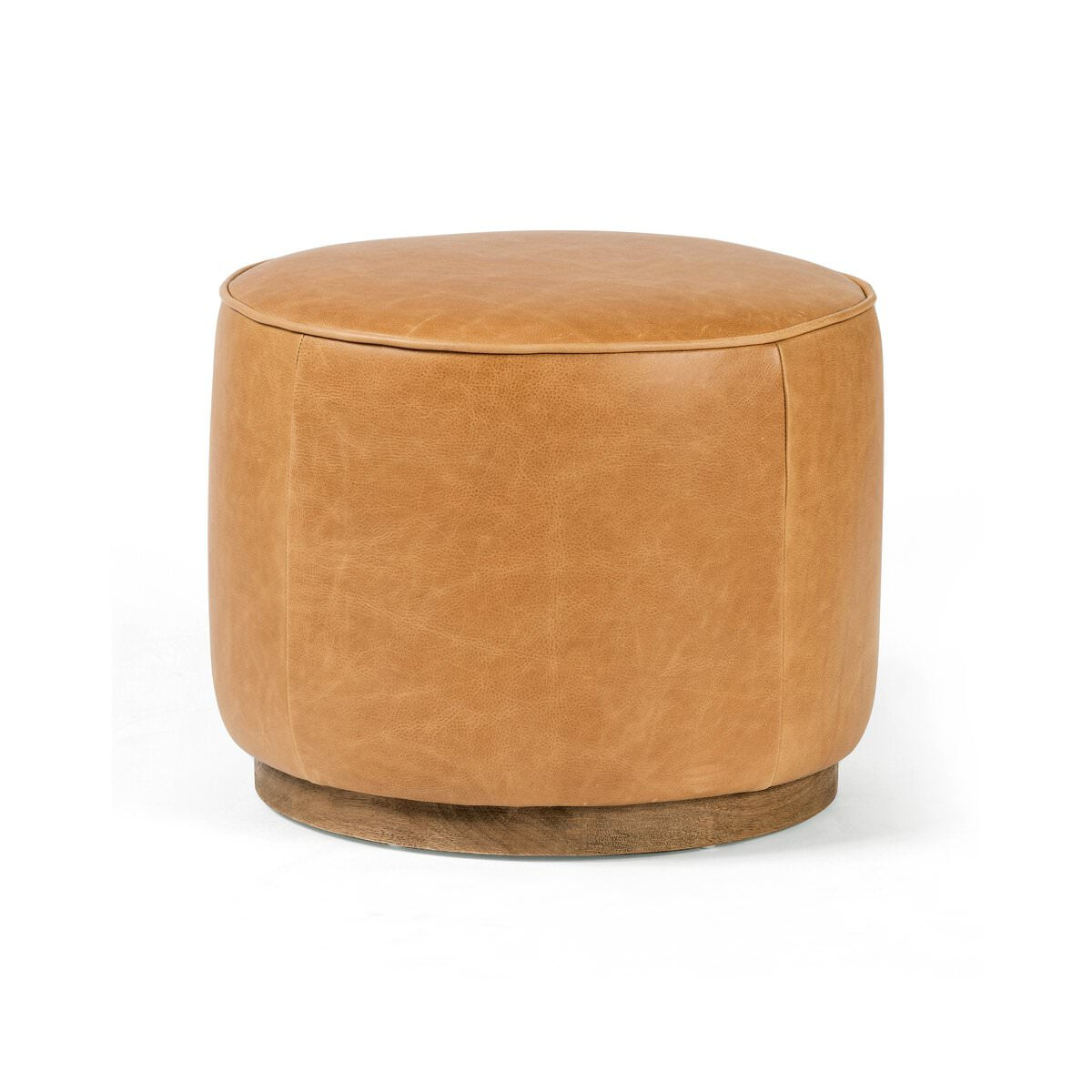 Pouf rond Four Hands Sinclair couleur caramel Palermo