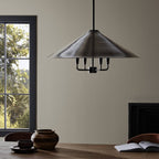 Lustre Siriano à quatre bras en laiton antique et fer forgé