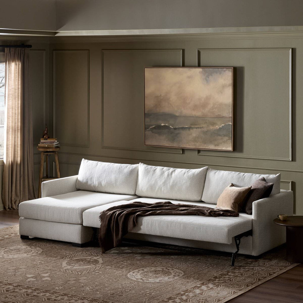 Canapé d'angle convertible 2 pièces Wickham de Four Hands, coloris Alameda Snow, méridienne gauche