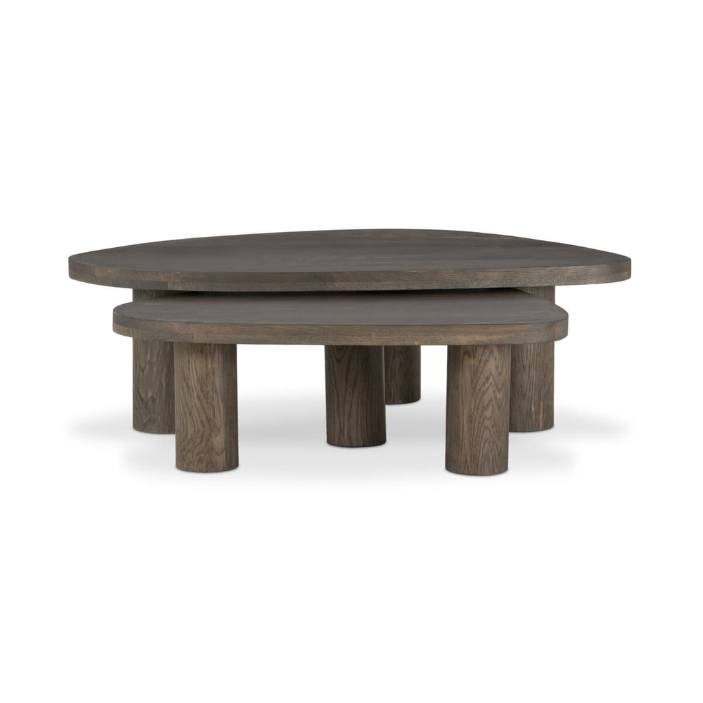 Ensemble de tables basses gigognes Four Hands Zion en chêne gris tabac