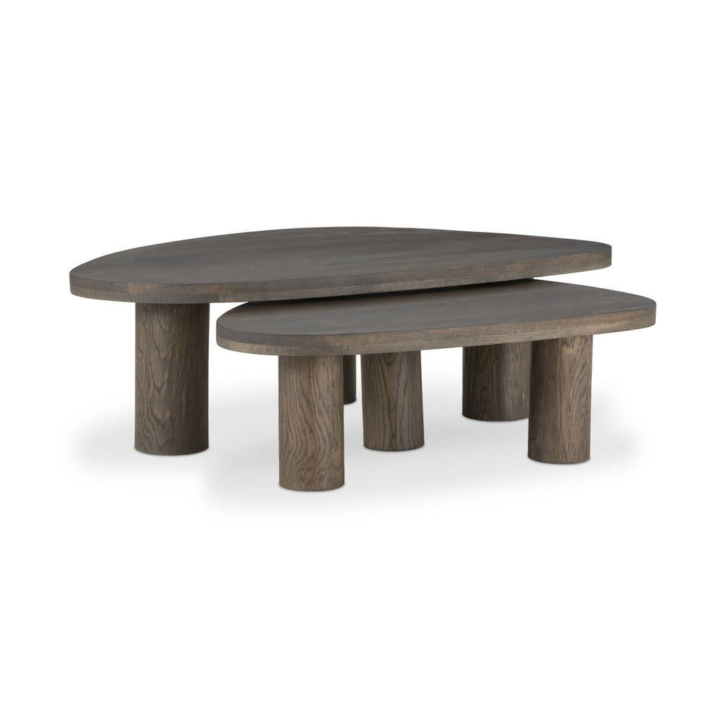 Ensemble de tables basses gigognes Four Hands Zion en chêne gris tabac