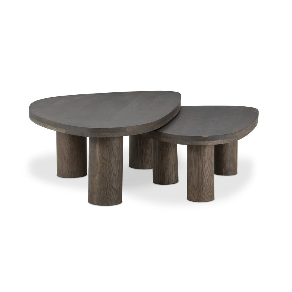Ensemble de tables basses gigognes Four Hands Zion en chêne gris tabac