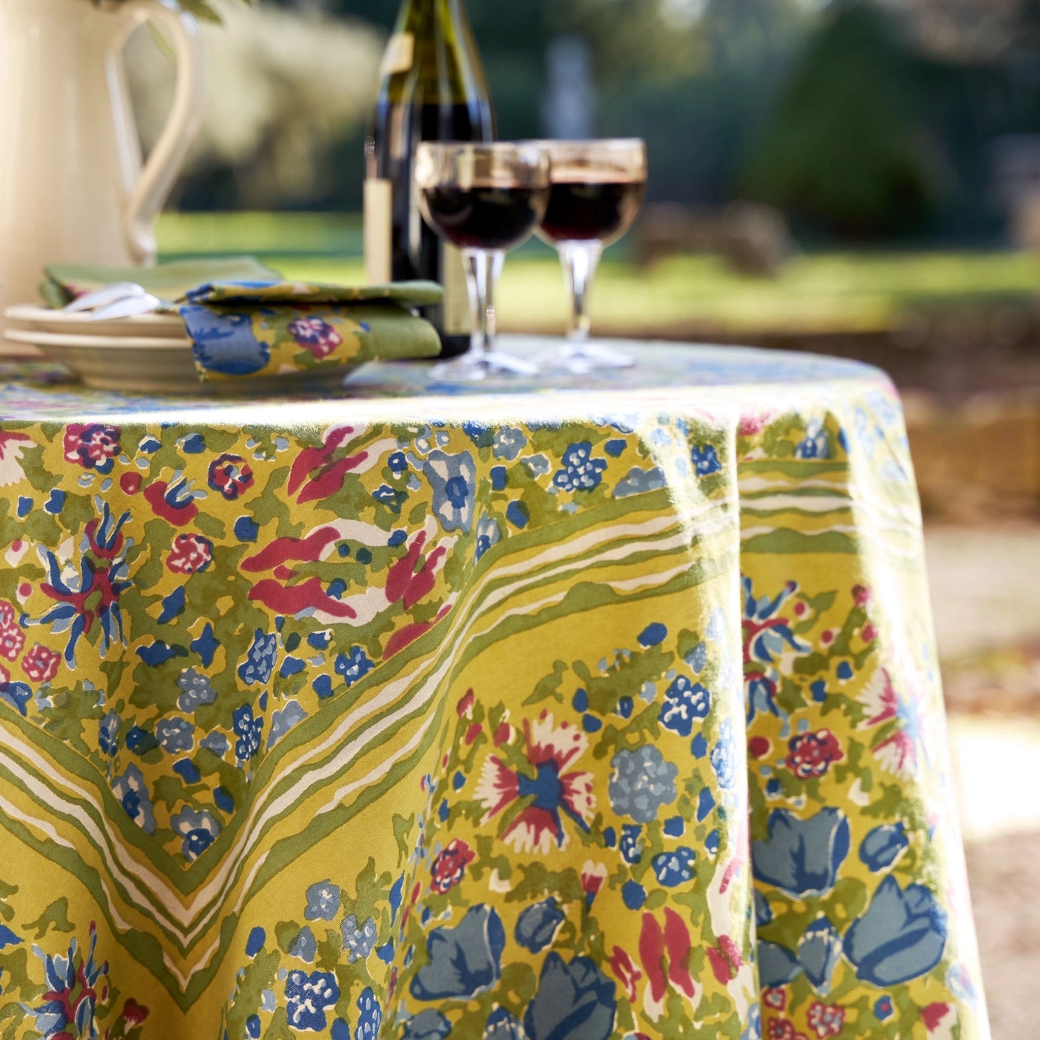 Nappe verte et bleue style jardin français - 59 x 59