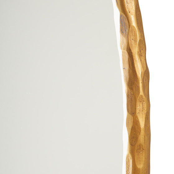 Miroir rond martelé Remy en or antique