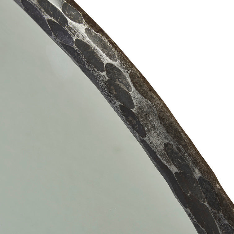 Miroir rond martelé Remy noir