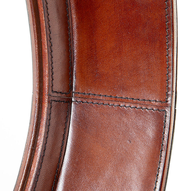 Miroir rond en cuir Belmont