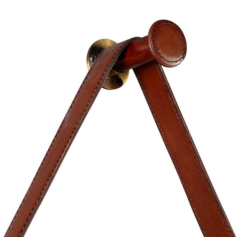 Miroir rond en cuir Belmont