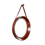 Miroir rond en cuir Belmont