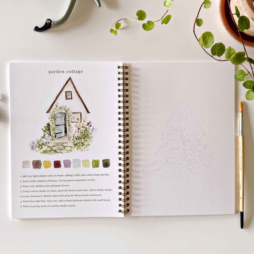 Cahier d'aquarelle sur le jardin