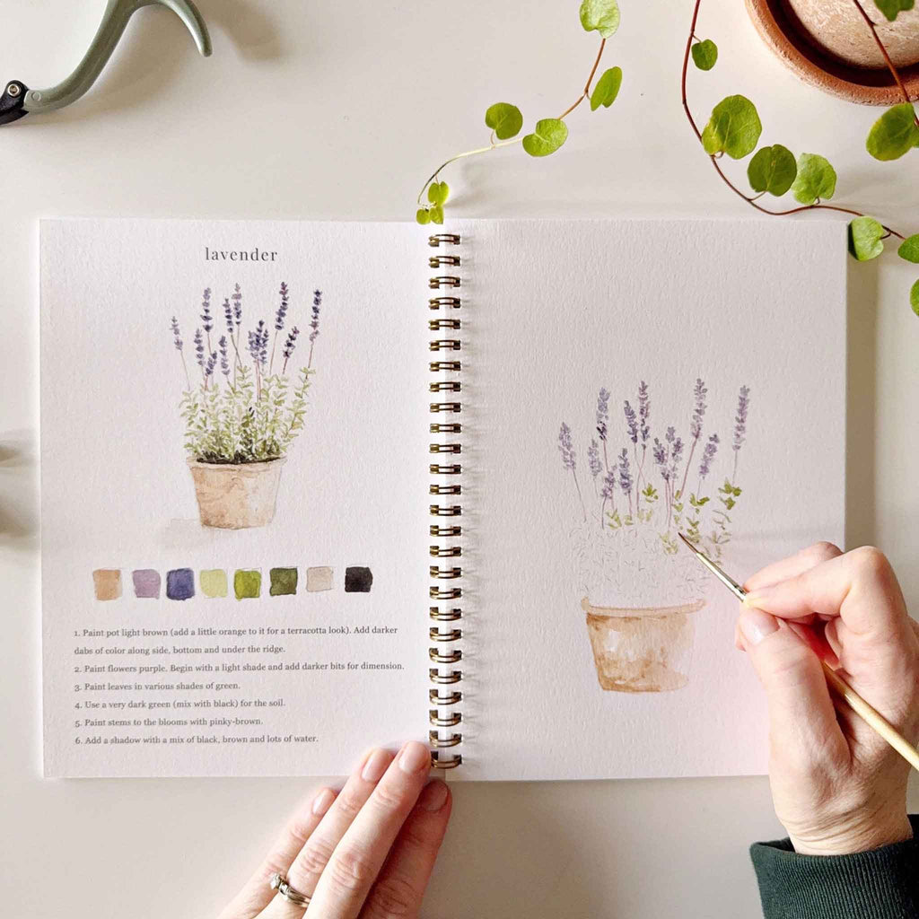 Cahier d'aquarelle sur le jardin