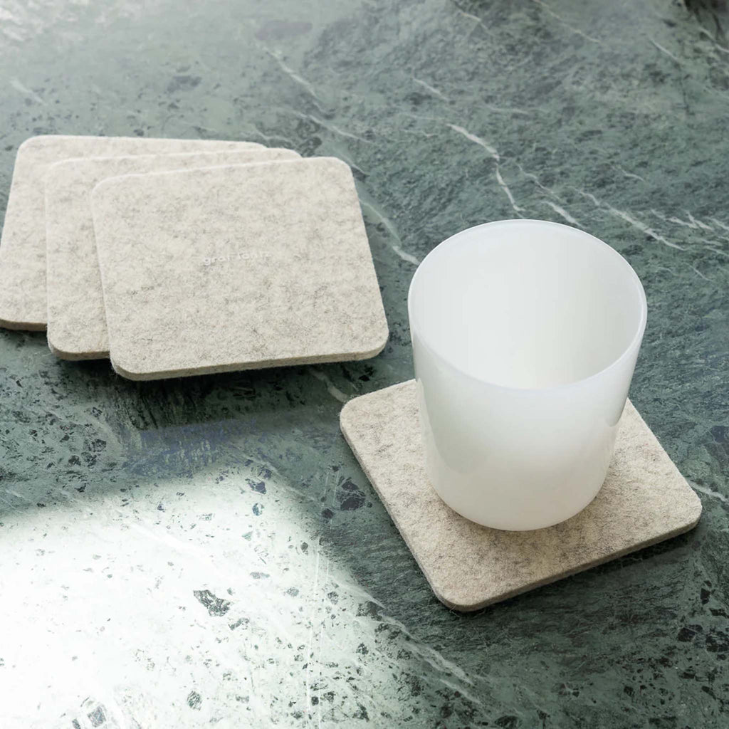 Ensemble de sous-verres carrés Graf Lantz en blanc chiné