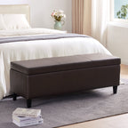 Pouf de rangement rectangulaire capitonné en similicuir (50,3 x 17,50 x 18 cm)