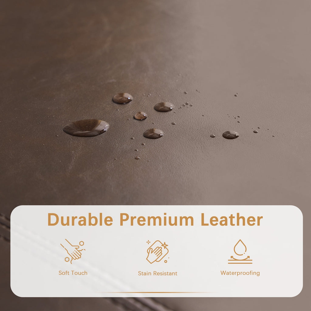 Pouf de rangement rectangulaire capitonné en similicuir (50,3 x 17,50 x 18 cm)